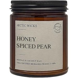 Honey Spiced Pear Coconut Beeswax Candle ? 9oz Amber Jar
