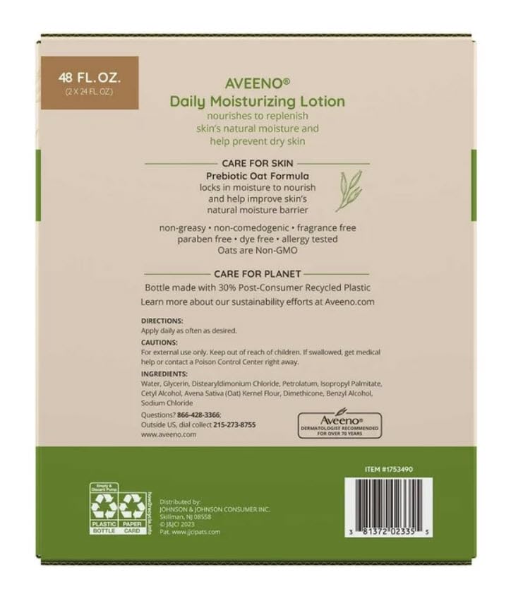 Aveeno Daily Moisturizing Lotion, 24 oz, Twin Pack - Image 2