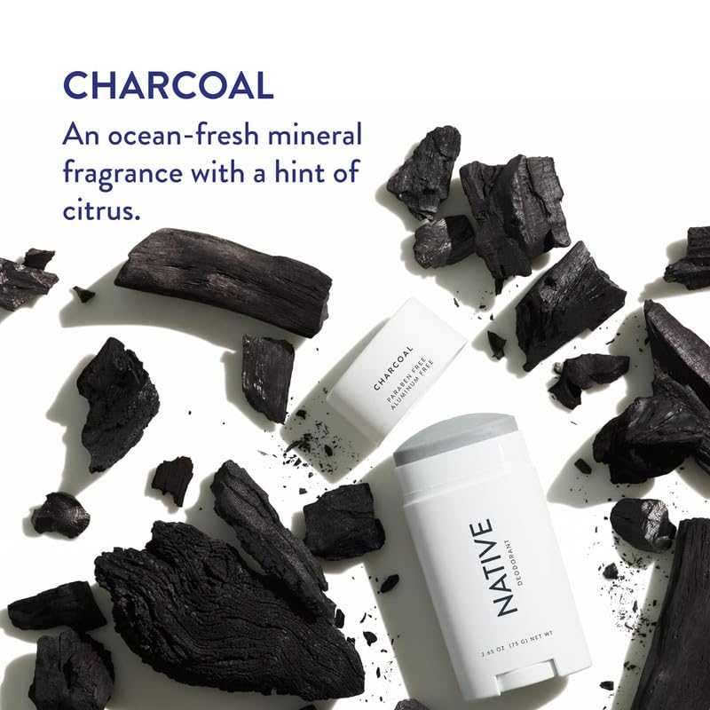 Native Charcoal Men's Aluminum-Free Natural Deodorant Stick 2.65 oz - Image 5