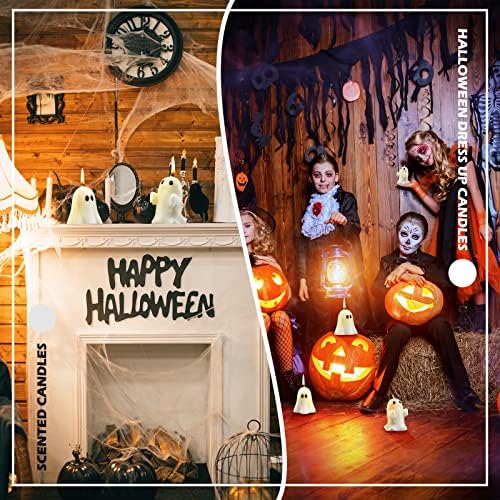 Minatee 4 Large White Ghost Candles for Halloween Decor - Image 5