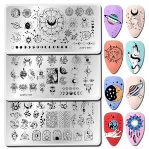 3pcs Star Moon Nail Stamping Plate Kit for Art