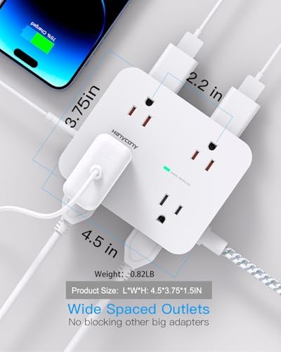 8-Outlet Surge Protector with 4 USB Ports, 5Ft Cord - Image 4