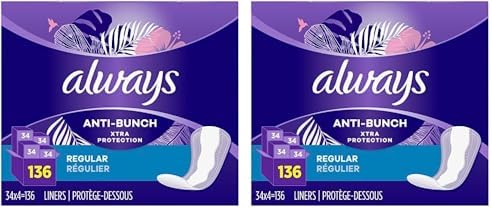 Always Xtra Protection Daily Liners, Unscented, 136 Count (2 Pack)