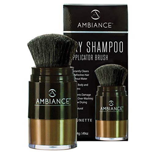 Ambiance Natural Dark Hair Dry Shampoo Powder with Applicator Brush for Instant Refresh