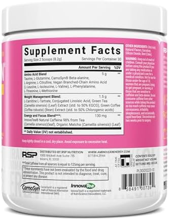 Vegan AminoLean Pink Lemonade Pre Workout Powder 30 Servings - Image 2