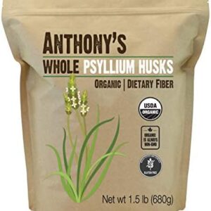 Anthony's Organic Psyllium Husks 1.5 lb Pack Gluten Free Keto Friendly
