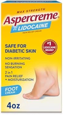 Aspercreme Lidocaine Cream for Diabetic Foot Pain Relief, 4 Oz