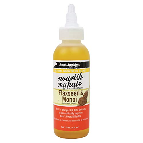 Aunt Jackie's 4 oz Flaxseed Monoi Hair Growth Oil for Stronger, Healthier Strands