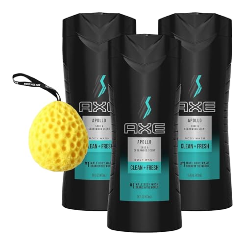 AXE Apollo Body Wash 16 Oz, Sage & Cedarwood, 3-Pack