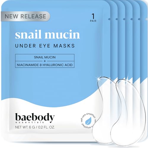 Baebody Snail Mucin Under Eye Masks 6 Pairs for Dark Circles and Puffiness