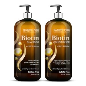 Biotin Shampoo and Conditioner Set with DHT Blocker, 16 oz, for Healthy Hair Growth