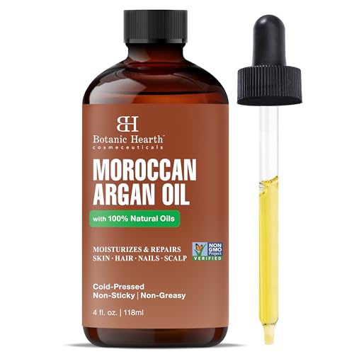 Botanic Hearth 4 oz Pure Argan Oil for Dry Hair and Skin Hydration
