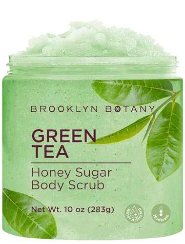 Brooklyn Botany Green Tea Honey Sugar Scrub 10 oz ? Hydrating Exfoliant for All Skin Types