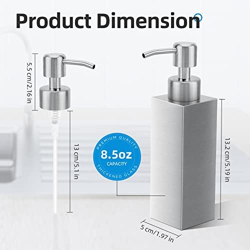 Brushed Nickel Stainless Steel Soap Dispenser, 8.5 Oz - Image 4