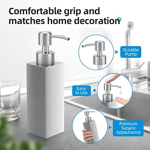 Brushed Nickel Stainless Steel Soap Dispenser, 8.5 Oz - Image 3