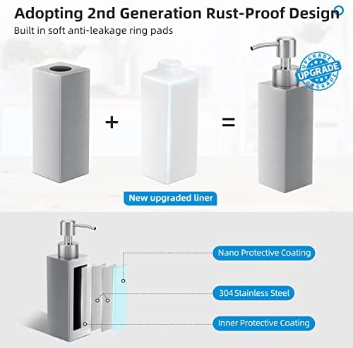 Brushed Nickel Stainless Steel Soap Dispenser, 8.5 Oz - Image 2