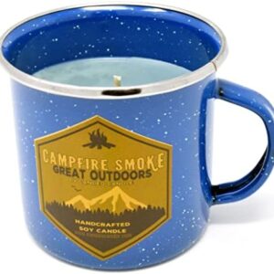Handmade USA Campfire Smoke Scented Soy Candle in 12oz Camping Mug