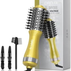 Compact Dual Voltage 10-Inch Travel Hair Dryer Brush for Quick Easy Styling