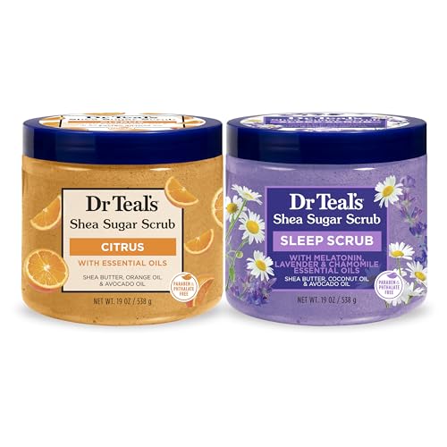 Dr Teal?s Shea Sugar Scrub, Vitamin C & Sleep Blend, 19 oz (2-Pack)