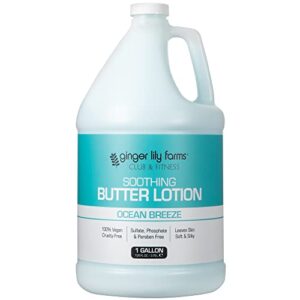 Ginger Lily Farms Vegan Soothing Butter Lotion, Ocean Breeze, 1 Gallon