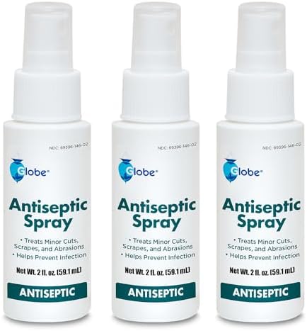 Globe 3-Pack Antiseptic Spray for Cuts and Burns, 2oz