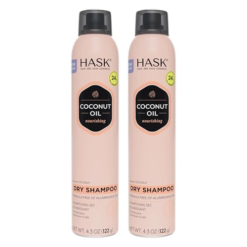 HASK Coconut Dry Shampoo Kit for All Hair Types, 2 Pack, 6.5oz Bottles