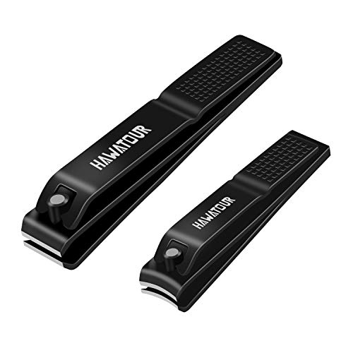 HAWATOUR Ultra Sharp Nail Clippers Set, Black Tin Case