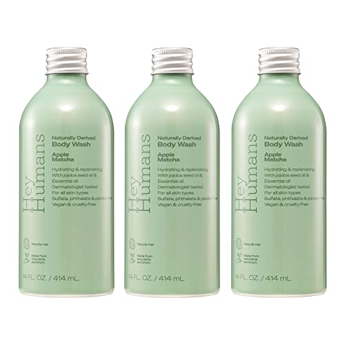 HEY HUMANS Apple Matcha Body Wash, Vegan, 14 fl. oz., 3-Pack