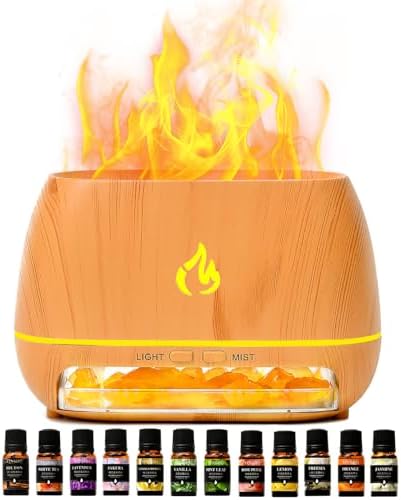 Himalayan Salt Lamp Diffuser Set with 12 Essential Oils