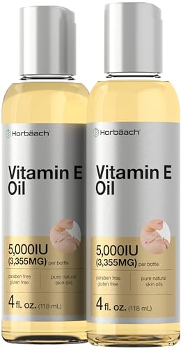 Horbäach Vitamin E Oil 5000 IU for Skin and Hair Care, 8 oz Size
