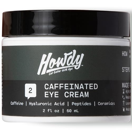 Howdy Caffeine Men's Eye Cream 2 oz for Dark Circles and Puffiness