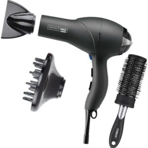 INFINITIPRO CONAIR Lightweight Professional Hair Dryer with Diffuser and Brush Attachment