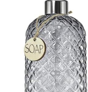 JASAI 18Oz Gray Glass Soap Dispenser with Rust-Proof Pump