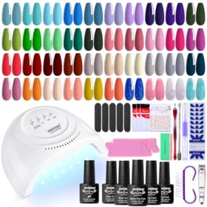 JEWHITENY 45PCS Gel Nail Kit with 40 Colors & UV Lamp