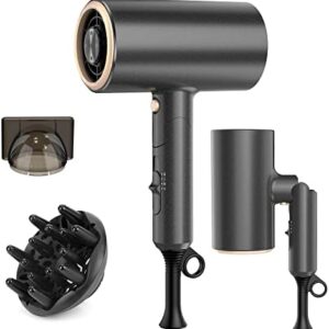 LARMHOI 1800W Ionic Hair Dryer with Diffuser and Nozzle for Fast Styling