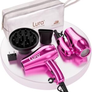 LURA Purple 1200W Mini Travel Hair Dryer Dual Voltage Compact Lightweight Design