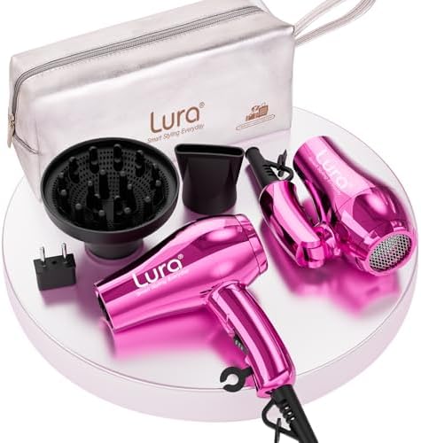 LURA Purple 1200W Mini Travel Hair Dryer Dual Voltage Compact Lightweight Design