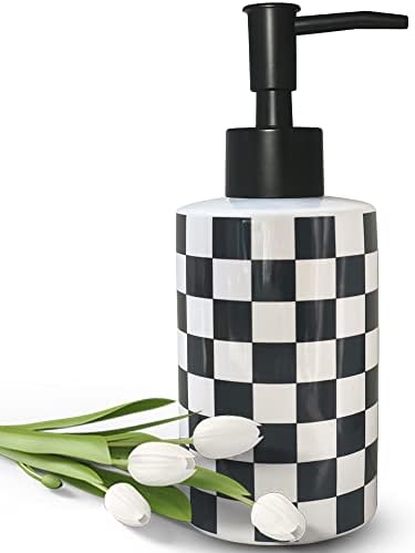 Matte Black Pump White Ceramic Soap Dispenser