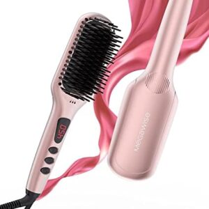 MEGAWISE 2023 Ceramic Hair Straightener Brush ? Pink