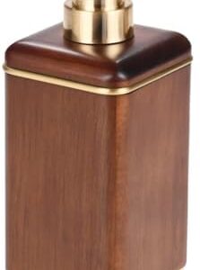MIHIRO Acacia Wood Soap Dispenser with Gold Pump, Walnut