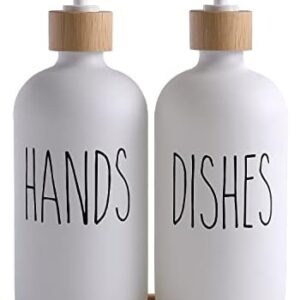 MOMEEMO White Glass Soap Dispenser Set for Rustic Decor