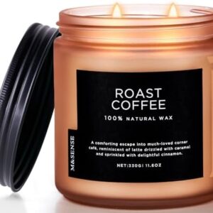 M&SENSE Coffee Candle: Strong Scent, 2 Wick, 11.6oz Jar