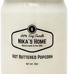 Nika?s Home Hot Buttered Popcorn Soy Candle 12oz Jar