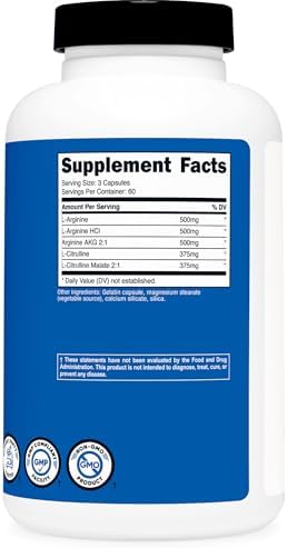 Nutricost Nitric Oxide Booster 2250mg, 180 Capsules - Image 5