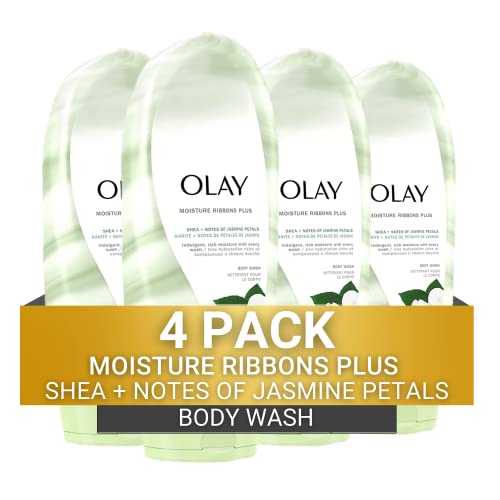 Olay Shea & Jasmine Body Wash, 18 fl oz, Pack of 4