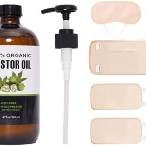 Organic Cold Pressed Castor Oil Kit with Cotton Wrap