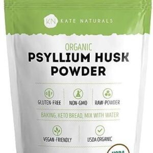 Organic Psyllium Husk Powder for Baking and Pets, 12oz Gluten-Free Supplement