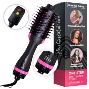 Pink Blow Dryer Brush with ION Generator & Ceramic Coating