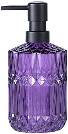 Purple Glass Soap Dispenser ? 12 Oz, Refillable for Kitchen/Bathroom