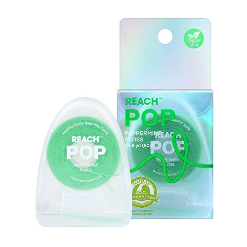 REACH POP Peppermint Dental Floss, Vegan, Eco-Friendly, 54.6 yd